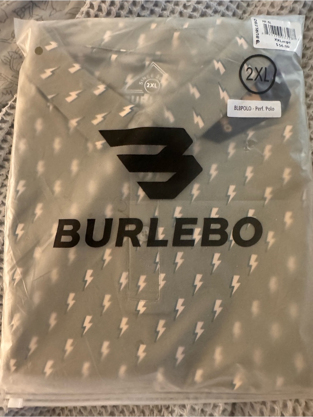 BURLEBO Men's Performance Polo Shirt - Gray with White Lightning Print